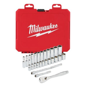 1/4 Drive 28pc Ratchet+Socket Set Metric